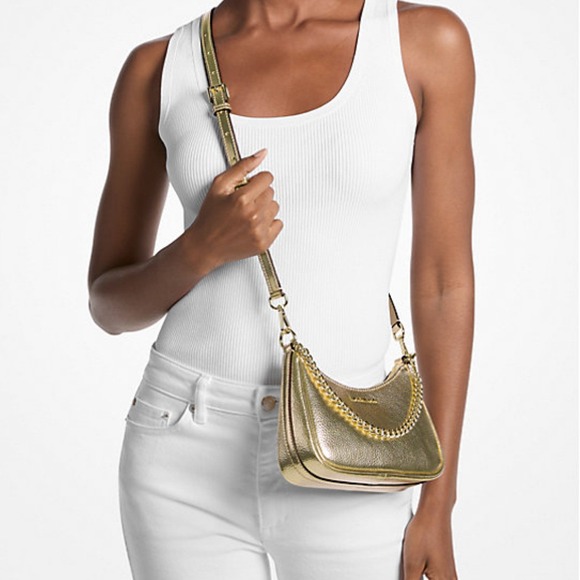 Michael Kors Jet Set Extra-Small Convertible Crossbody Bag Metallic Gold Color - Picture 4 of 6